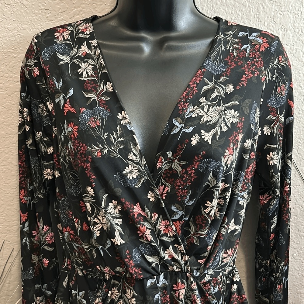 BCBGeneration Black Floral Long Sleeve Dress